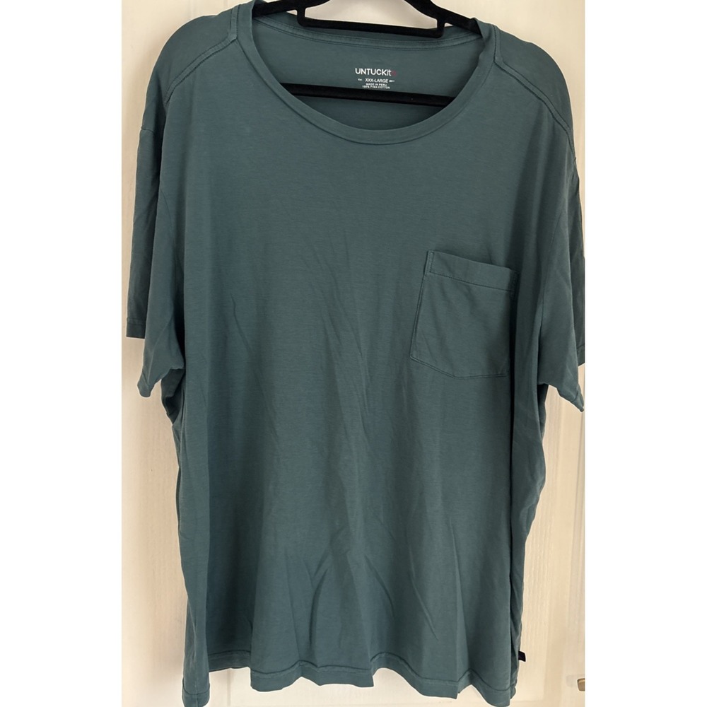 Mens UnTuckit EcoSoft Pocket Tee T Shirt Pima Cotton Crewneck Teal Sz XXX Large